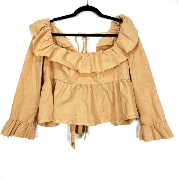 FREE PEOPLE open back orange flowy blouse BB14 - Picture 1 of 9